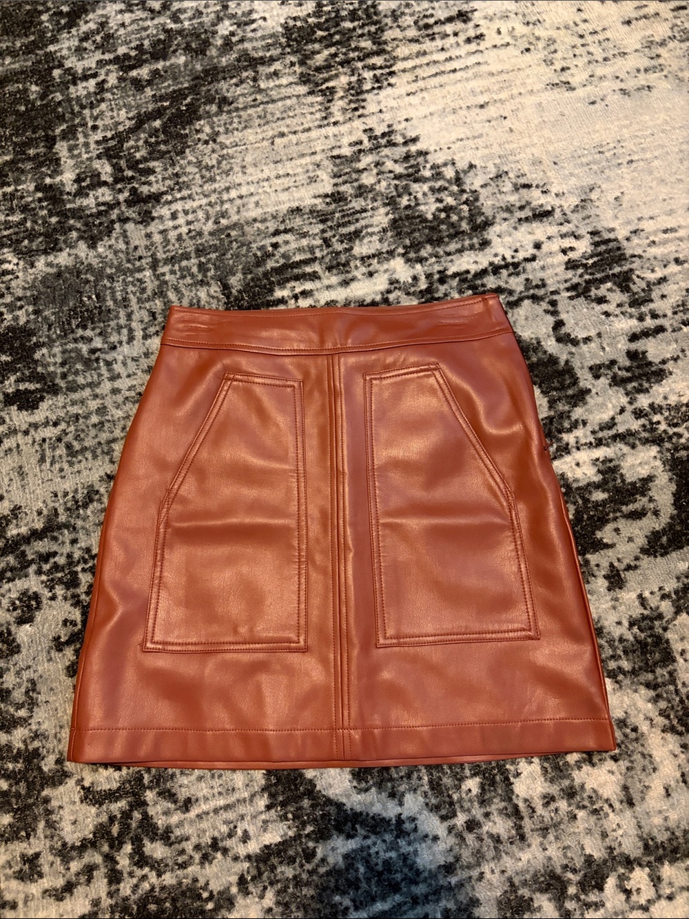 Loft Faux Leather Pocket A-Line Skirt in Brown